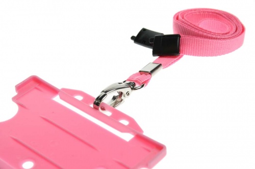 Plain Pink Lanyards with Breakaway and Metal Lobster Clip (Pack of 100)