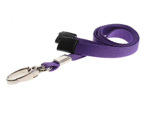 Plain Purple Lanyards with Breakaway and Metal Lobster Clip (Pack of 100)