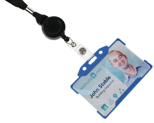 Plain Black Access Card Lanyards with Flat Breakaway & Integrated Card Reel (Pack of 50)