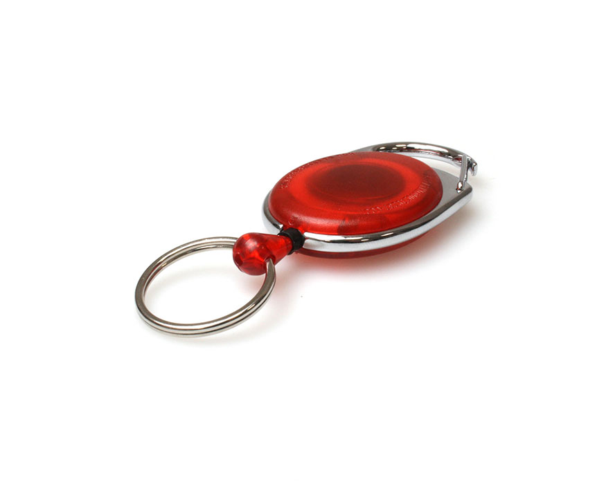 Red Translucent Carabiner Card Reels with Key Rings (Pack of 50)