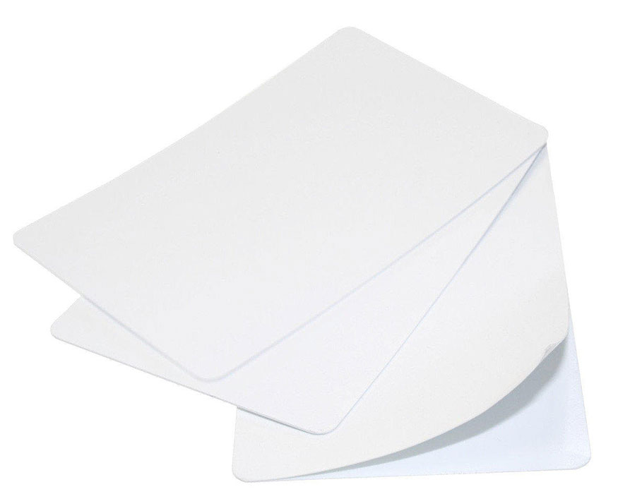 Blank White Self-Adhesive 320-Micron Plastic Cards (Pack of 100)