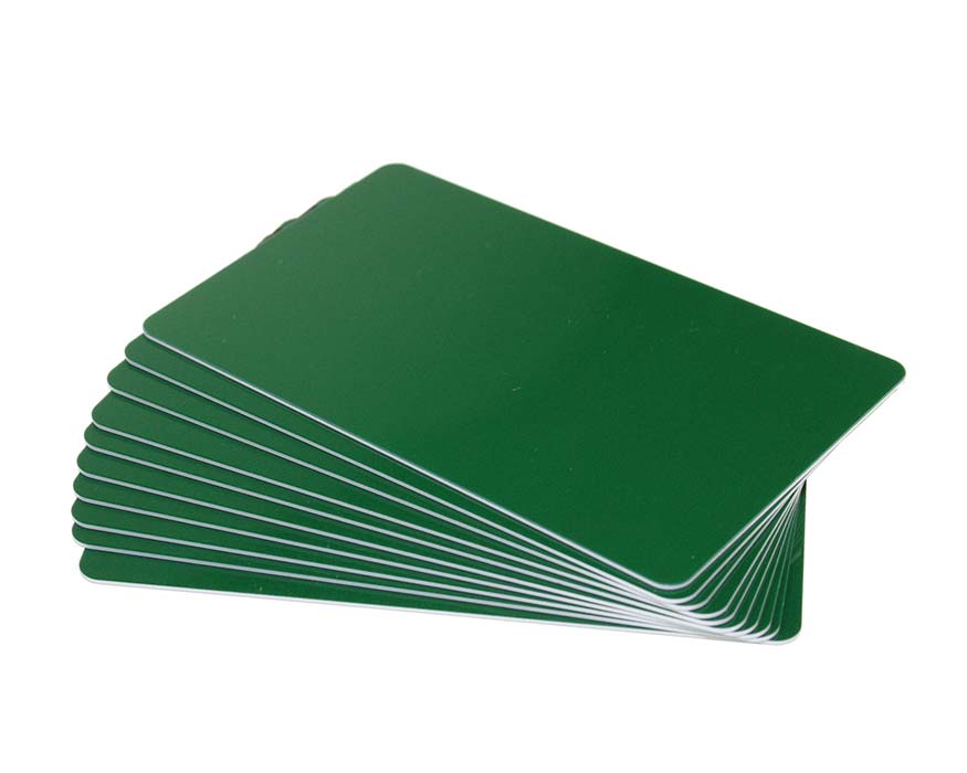 Forest Green Plastic Cards - 760 Micron (Pack of 100)