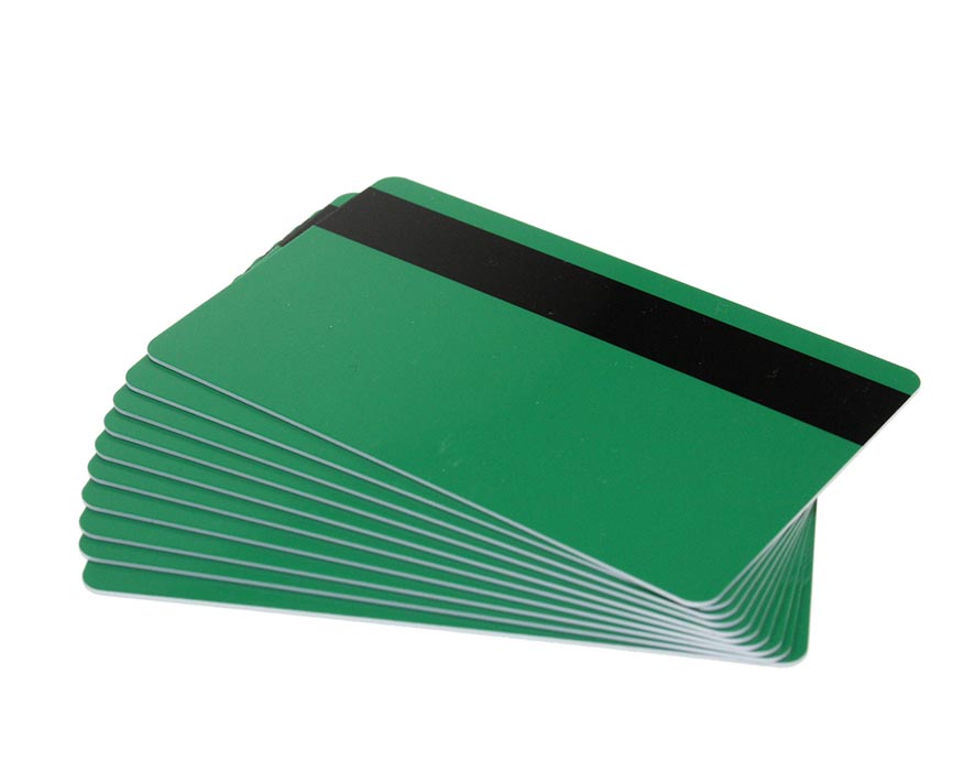 Green Plastic Cards With Hi-Co Magnetic Stripe - 760 Micron (Pack of 100)