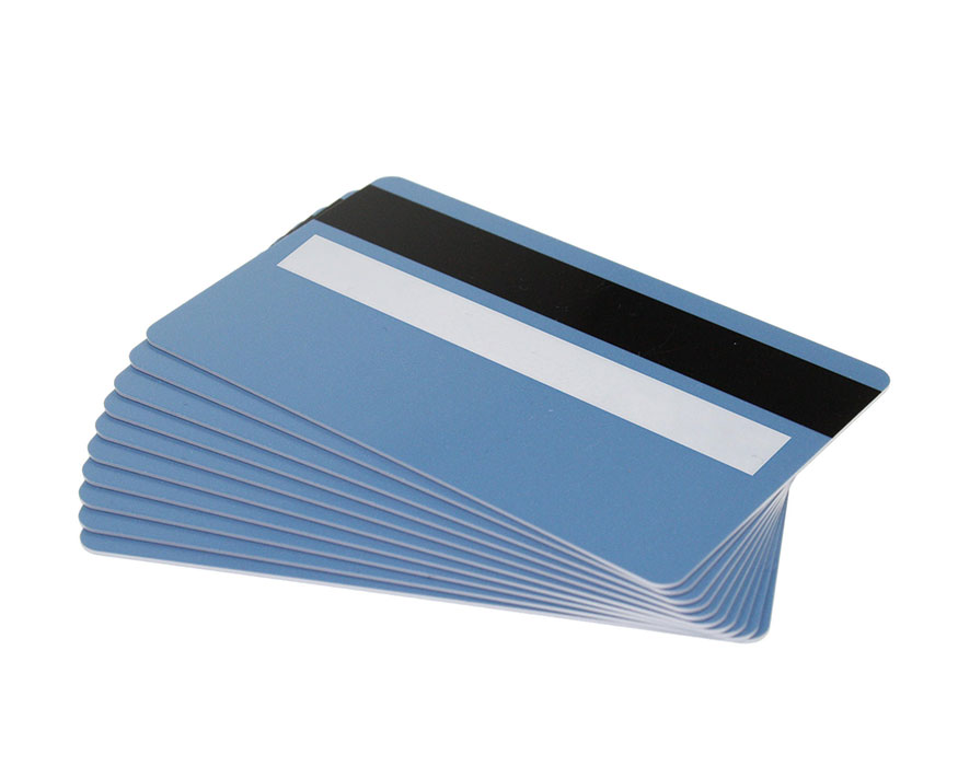Light Blue Plastic Cards 760 Micron With Magnetic Stripe & Signature Strip (Pack of 100)