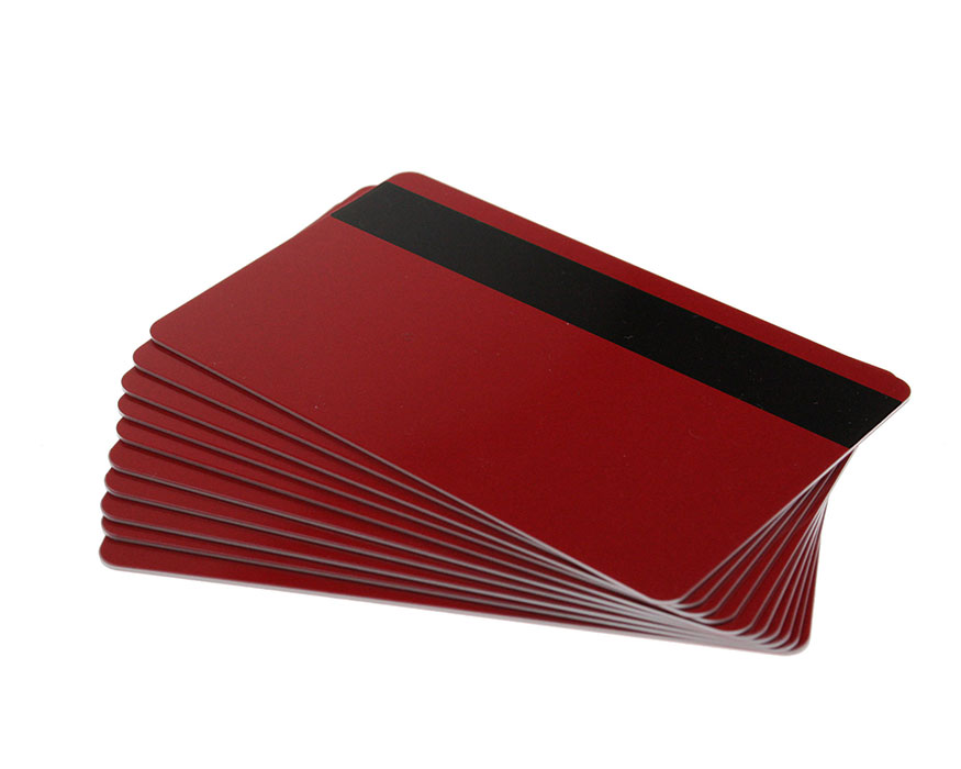 Red Plastic Cards With Hi-Co Magnetic Stripe - 760 Micron (Pack of 100)