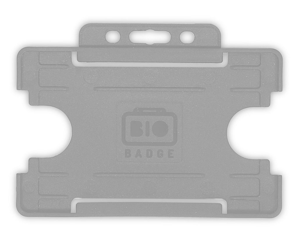Grey Single-Sided Biobadge Open Faced ID Card Holder Landscape x 100