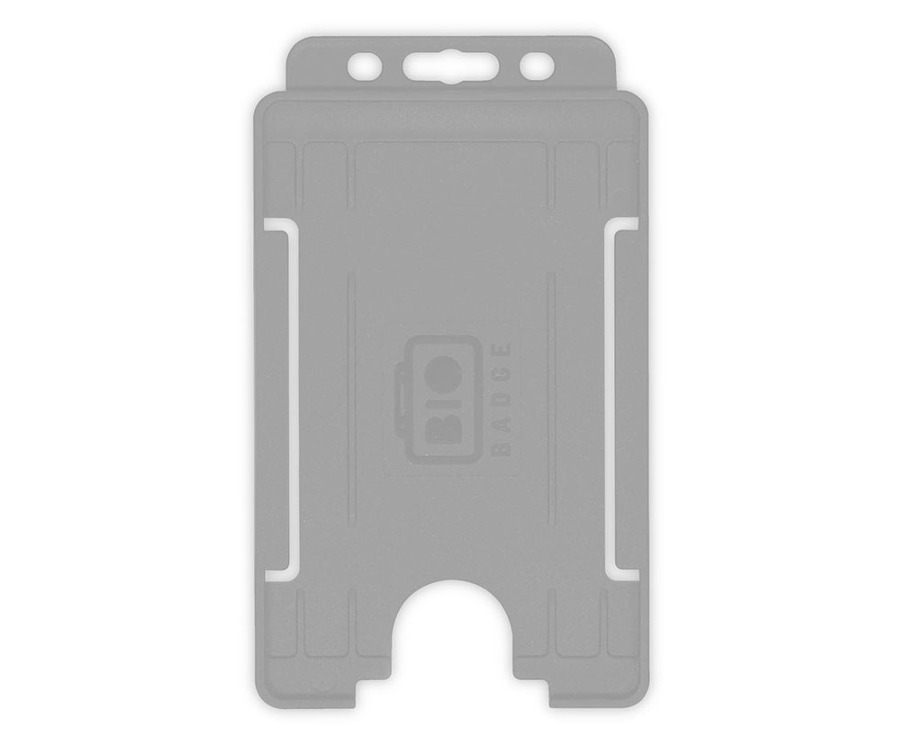 Grey Single-Sided BioBadge Open Faced ID Card Holder, Portrait x 100