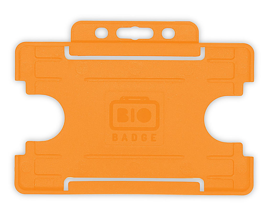 Orange Single-Sided Biobadge Open Faced ID Card Holder Landscape x 100