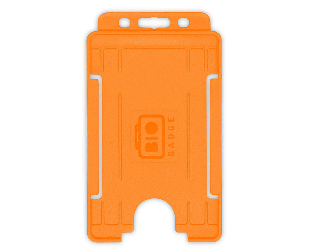 Orange Single-Sided BioBadge Open Faced ID Card Holder, Portrait x 100