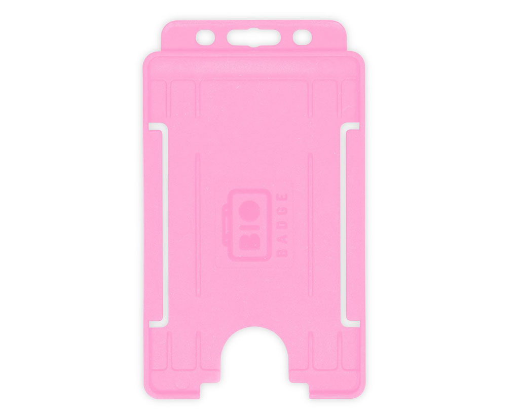 Pink Single-Sided BioBadge Open Faced ID Card Holder, Portrait x 100