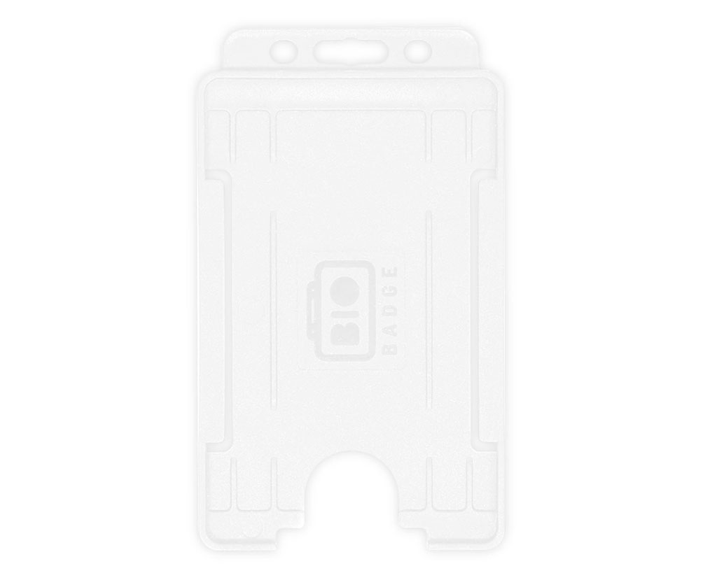 White Single-Sided BioBadge Open Faced ID Card Holder, Portrait x 100
