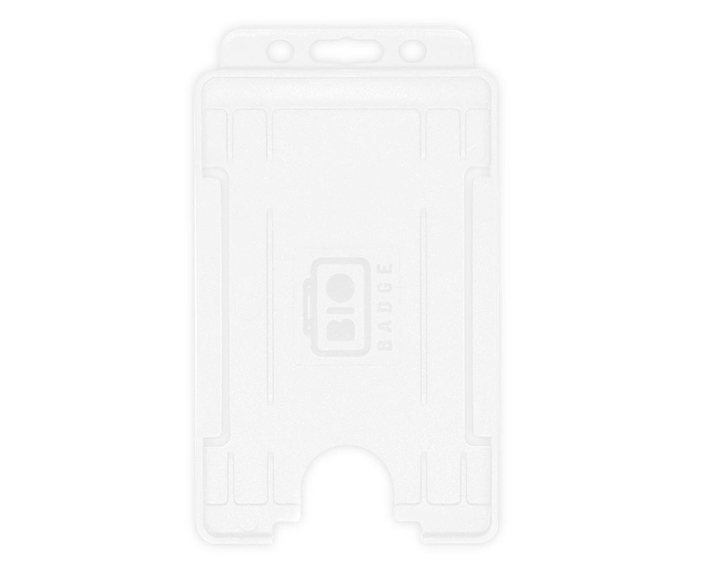 White Single-Sided BioBadge Open Faced ID Card Holder, Portrait x 100