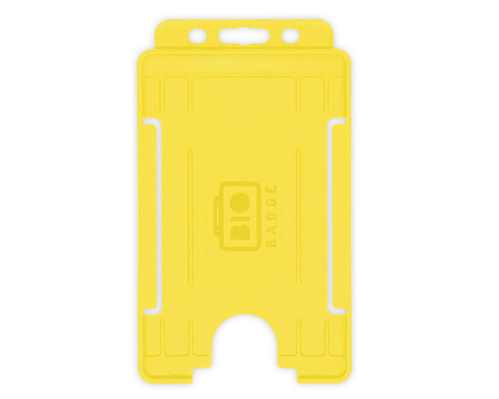 Yellow Single-Sided BioBadge Open Faced ID Card Holder, Portrait x 100