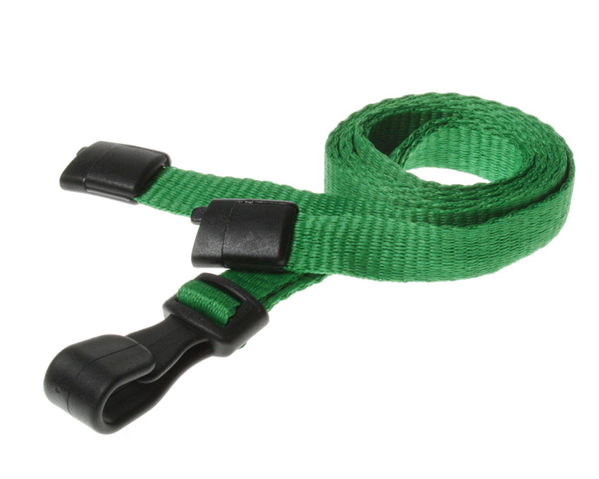 Plain Light Green Lanyards with Breakaway and Plastic J Clip (Pack of 100)