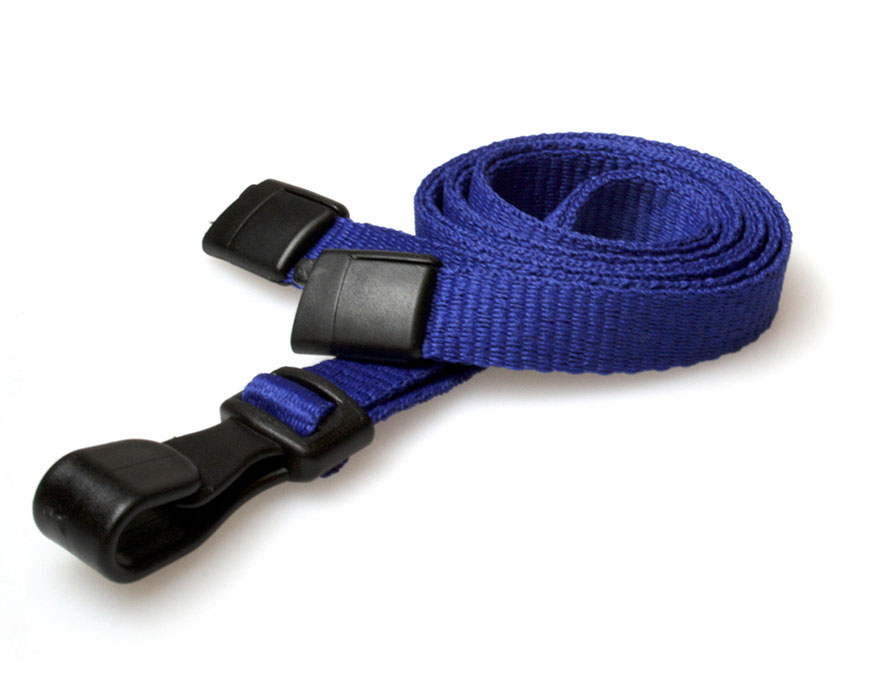 Plain Navy Blue Lanyards with Breakaway and Plastic J Clip (Pack of 100)