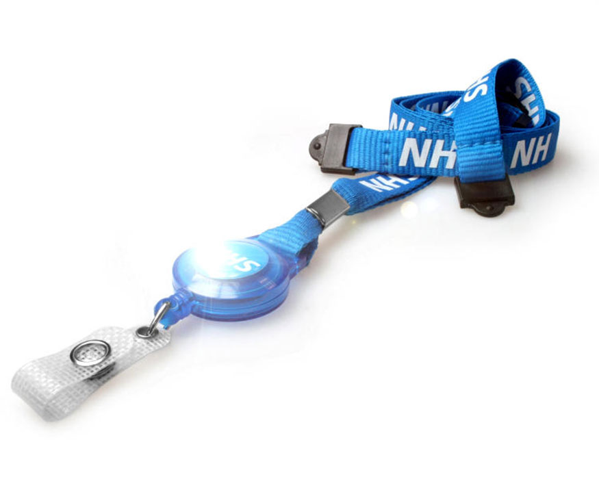 NHS Staff Lanyards with Dual Breakaway and Card Reel with NHS Dome (Pack of 100)