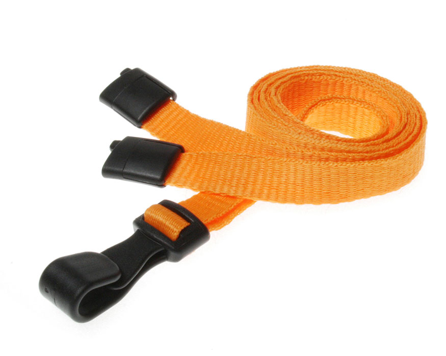 Plain Orange Lanyards with Breakaway and Plastic J Clip (Pack of 100)