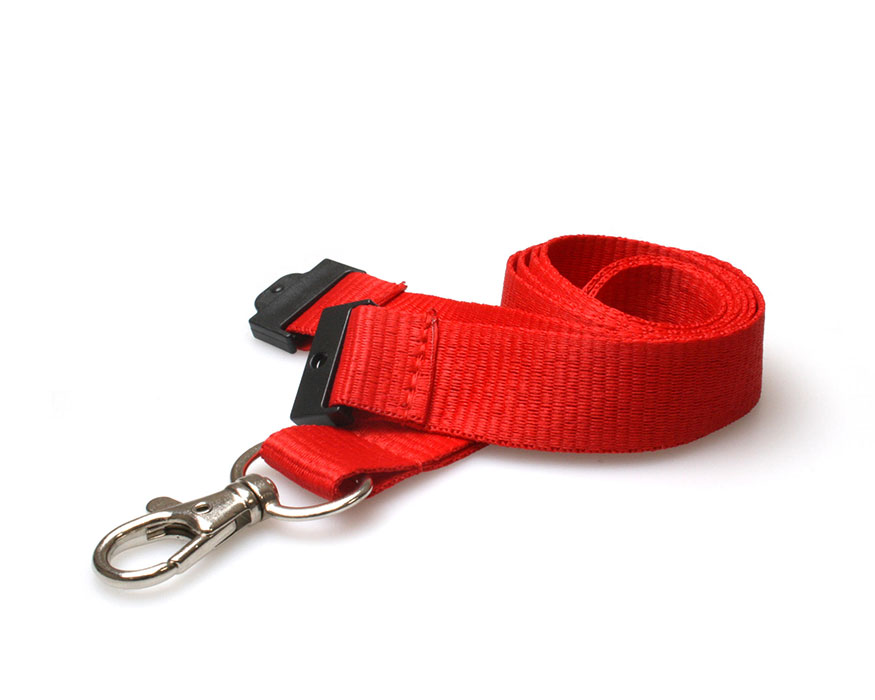 Plain Red 20mm Flat Woven Breakaway Lanyard with Metal Trigger Clip (Pack of 100)