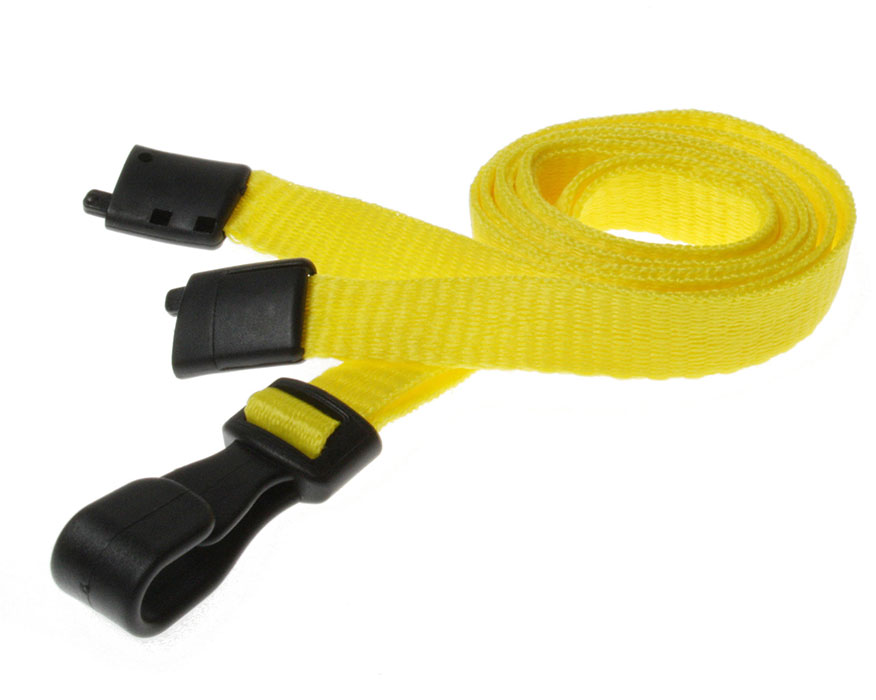 Plain Yellow Lanyards with Breakaway and Plastic J Clip (Pack of 100)