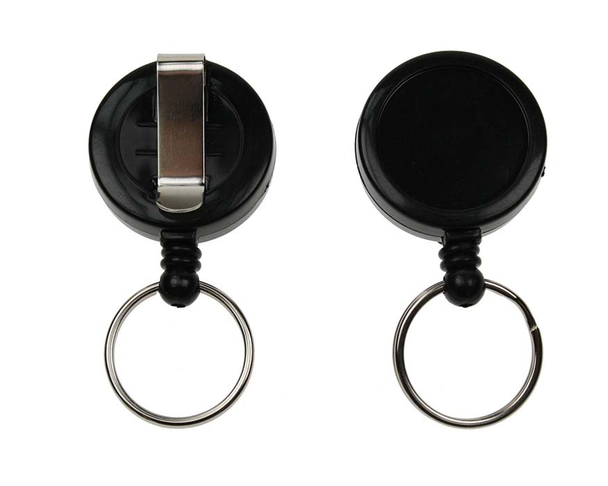 Black ID Card Badge Reels with Key Ring (Pack of 50)