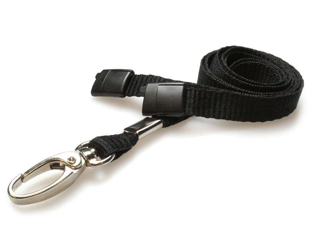 Plain Black Lanyards with Radian Breakaway and Metal Lobster Clip (Pack of 100)