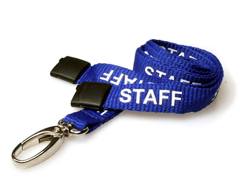 Royal Blue Staff 15mm Lanyards with Breakaway and Metal Lobster Clip (Pack of 100)