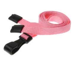 Plain Pink Lanyards with Breakaway and Plastic J Clip (Pack of 100)