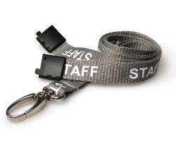Grey Staff Lanyards 15mm with Breakaway and Metal Lobster Clip (Pack of 100)