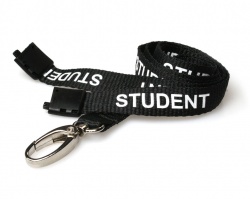 Black Student Lanyards with Breakaway and Metal Lobster Clip (Pack of 100)